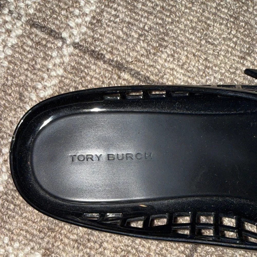 Tory Burch Black Lattice Flats with Gold Detail - Picture 3 of 5
